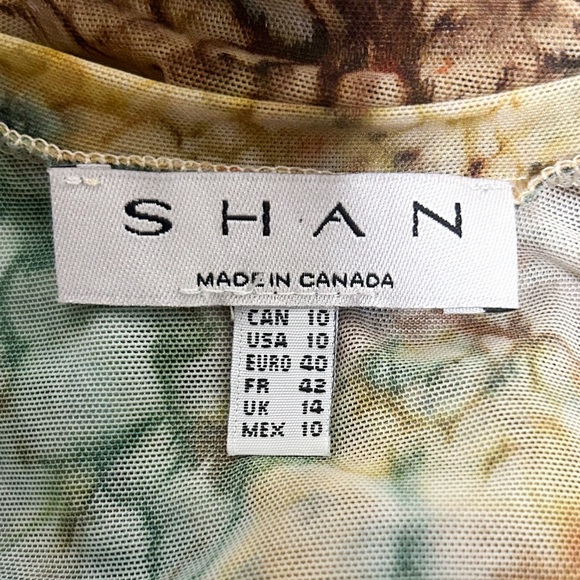 Shan Canada Abstract Mesh Scoop Neck Sleeveless Fringe Layered Mini Dress Tunic - Picture 8 of 9